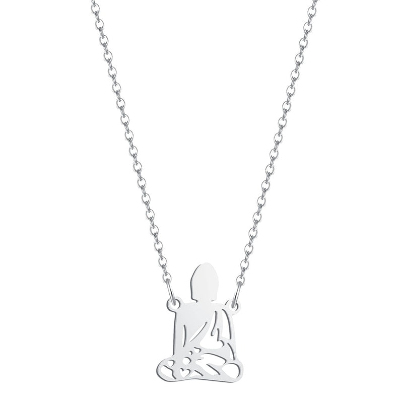 Stainless Steel Meditation Buddha Pendant Necklace