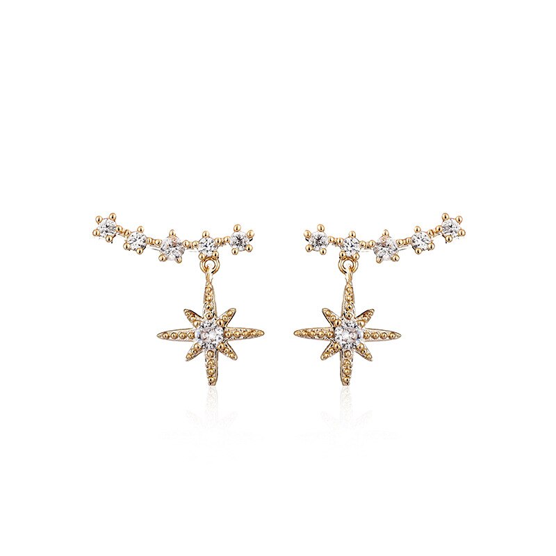 Long Crystal Tassel Gold Color Dangle Earrings