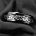 8mm  Dragon Pattern Black Fashion Men Rings