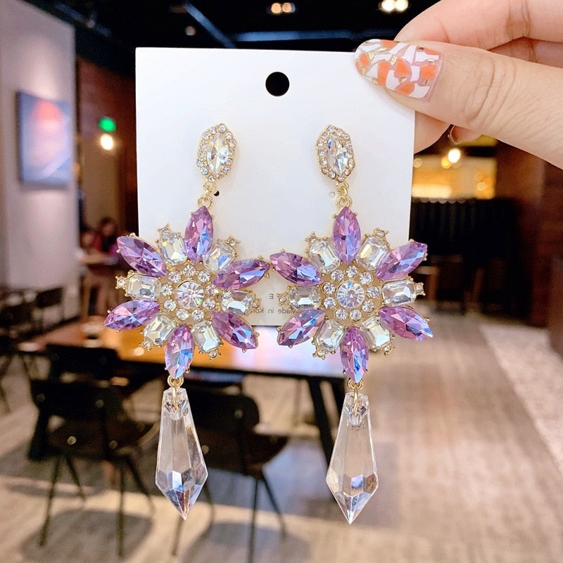 Baroque Style Retro Crystal Tassel Pendant Earrings