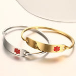 Vnox Free Engraving Stainless Steel Medical Alert ID Bangle Personalized Bracelet