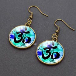 Chakra Spiritual Healing Glass Dangle Earrings