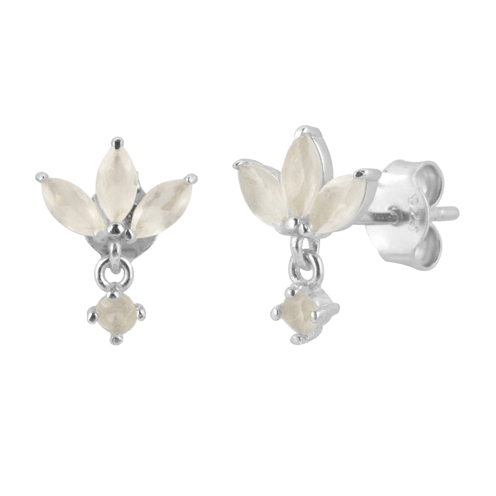 Three Zircon Purple Stud Earring