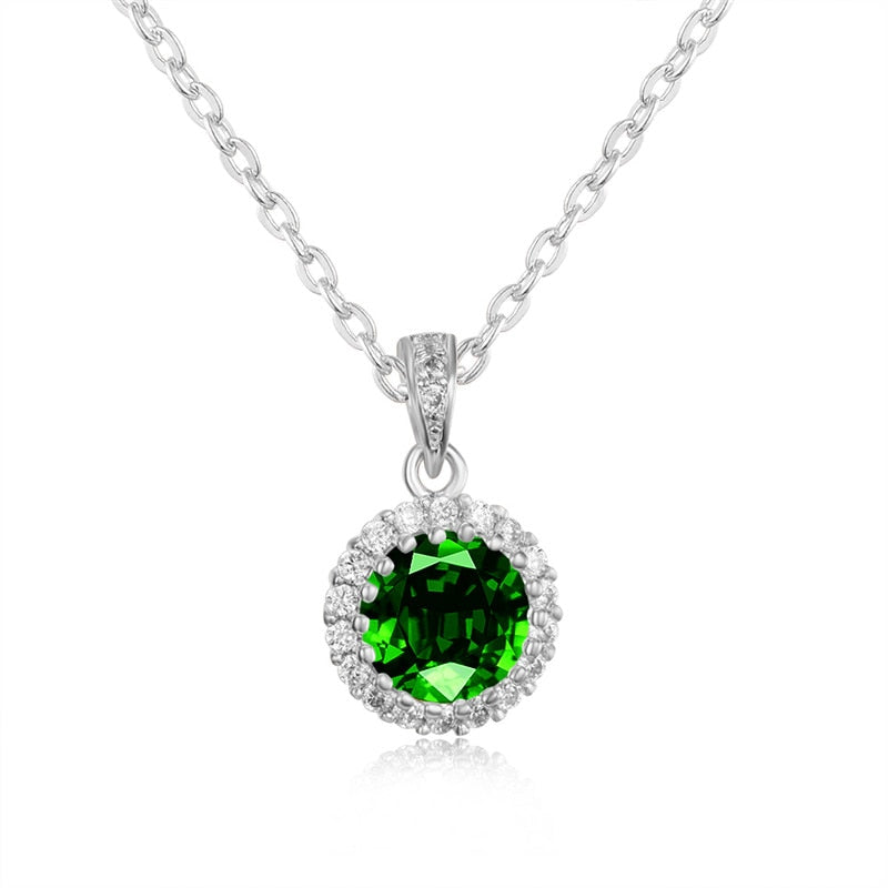 Dainty Female Red Green Pendant Necklace