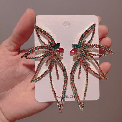 Exaggerated Crystal Geometric Flower Stud Earrings