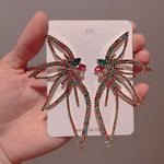 Exaggerated Crystal Geometric Flower Stud Earrings