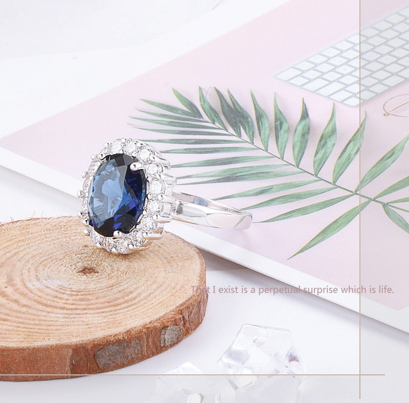 Princess Cut 3.2ct Lab Sapphire Ring