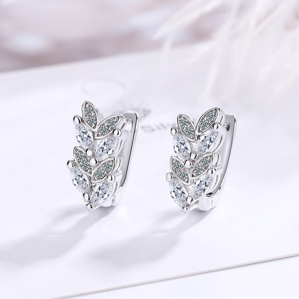 925 Sterling Silver Hoop Crystal Earrings