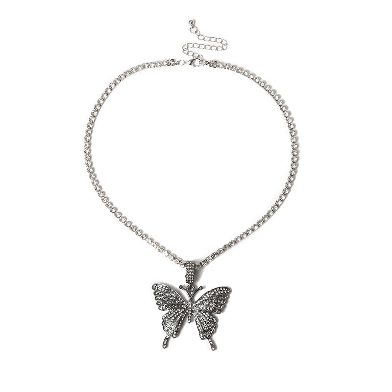 Statement Butterfly Tennis Chain Necklace
