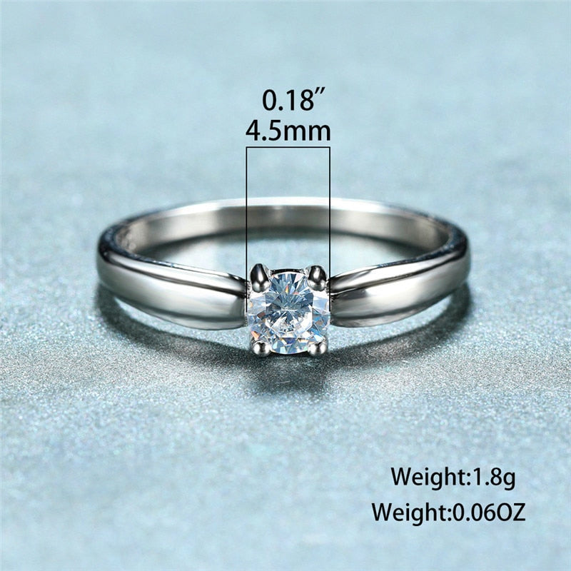 Luxury Female Small Round Stone Ring