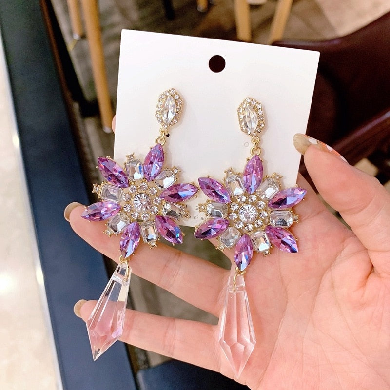 Baroque Style Retro Crystal Tassel Pendant Earrings