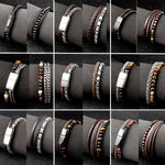Beads Leather Natural Stone Charm Bracelet