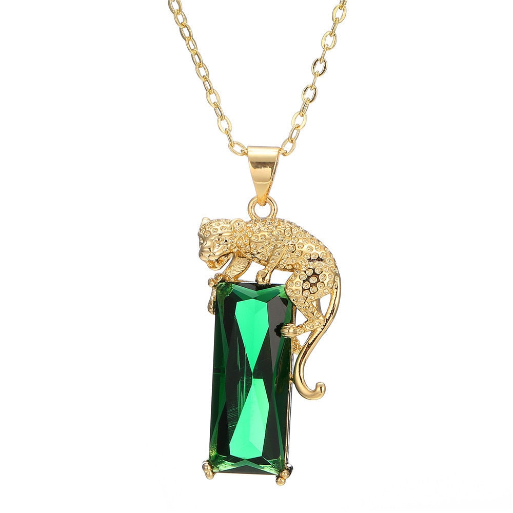 14K Gold Color Emerald Necklaces