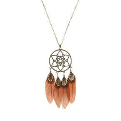 Long Chain Feather Dreamcatcher Pendant