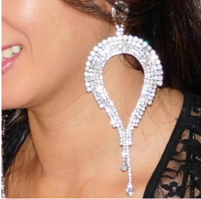 Exaggerated Crystal Geometric Flower Stud Earrings