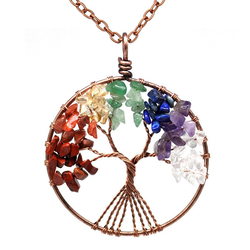 Natural Stone Tree of Life pendulum Pendant Necklace