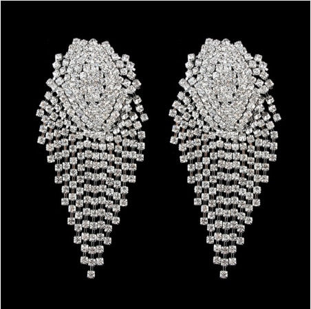 Exaggerated Crystal Geometric Flower Stud Earrings