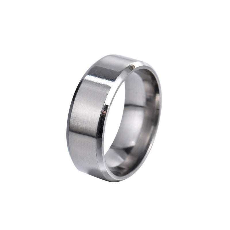 8mm Matt Stainless Steel Simple Design Plain Rings