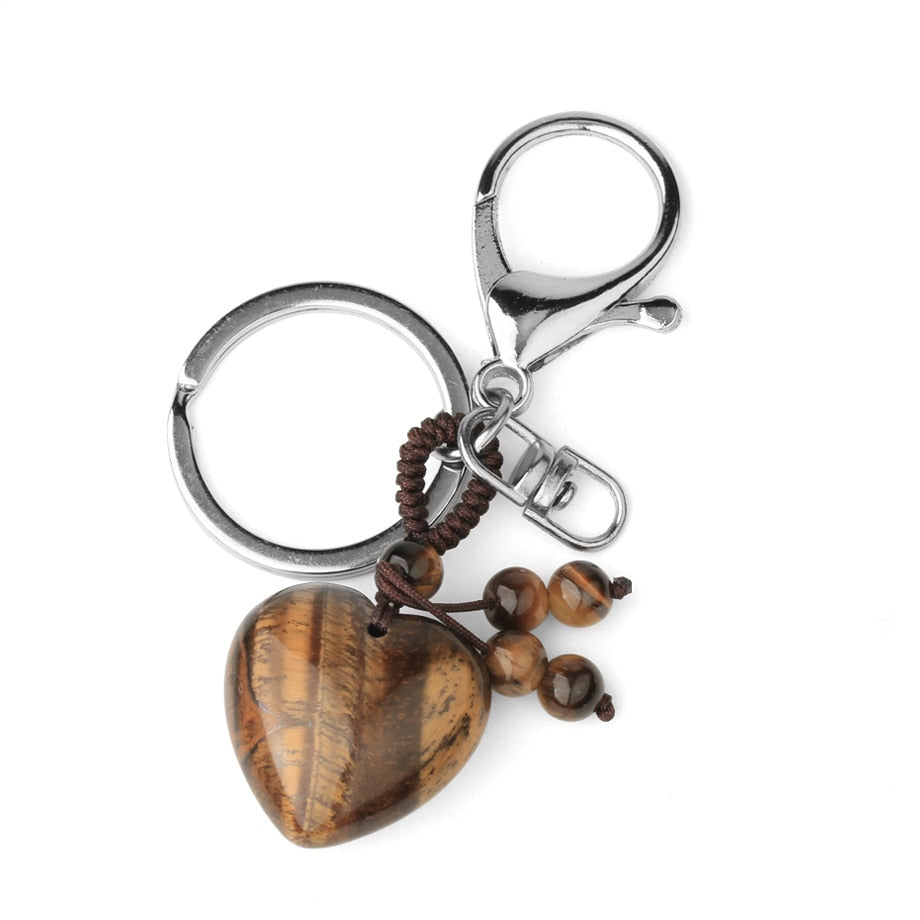  Pink Quartz Tiger Eye Keyring