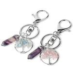Natural Stone Fluorite Tree of Life Pendants Keychain