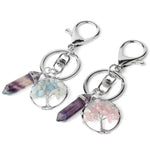 Natural Stone Fluorite Tree of Life Pendants Keychain