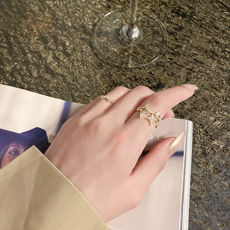 Zircon star opening women's Finger Ring