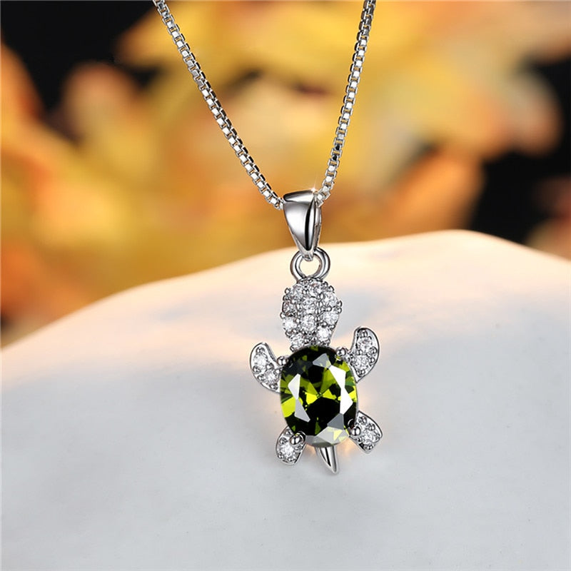 Rainbow Stone Cute Turtle Necklaces