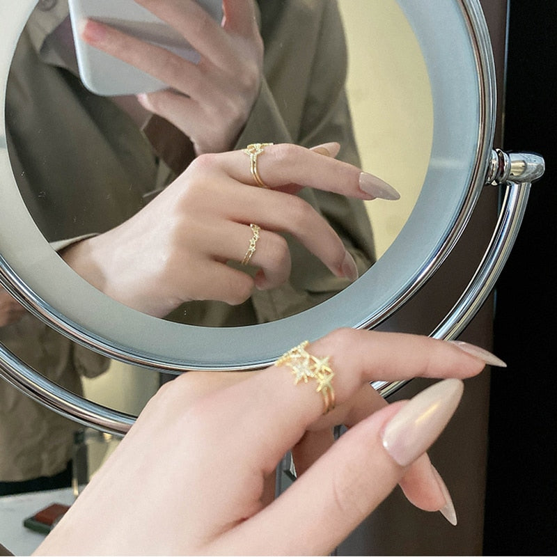Zircon star opening women's Finger Ring