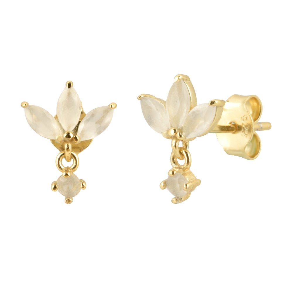 Three Zircon Purple Stud Earring