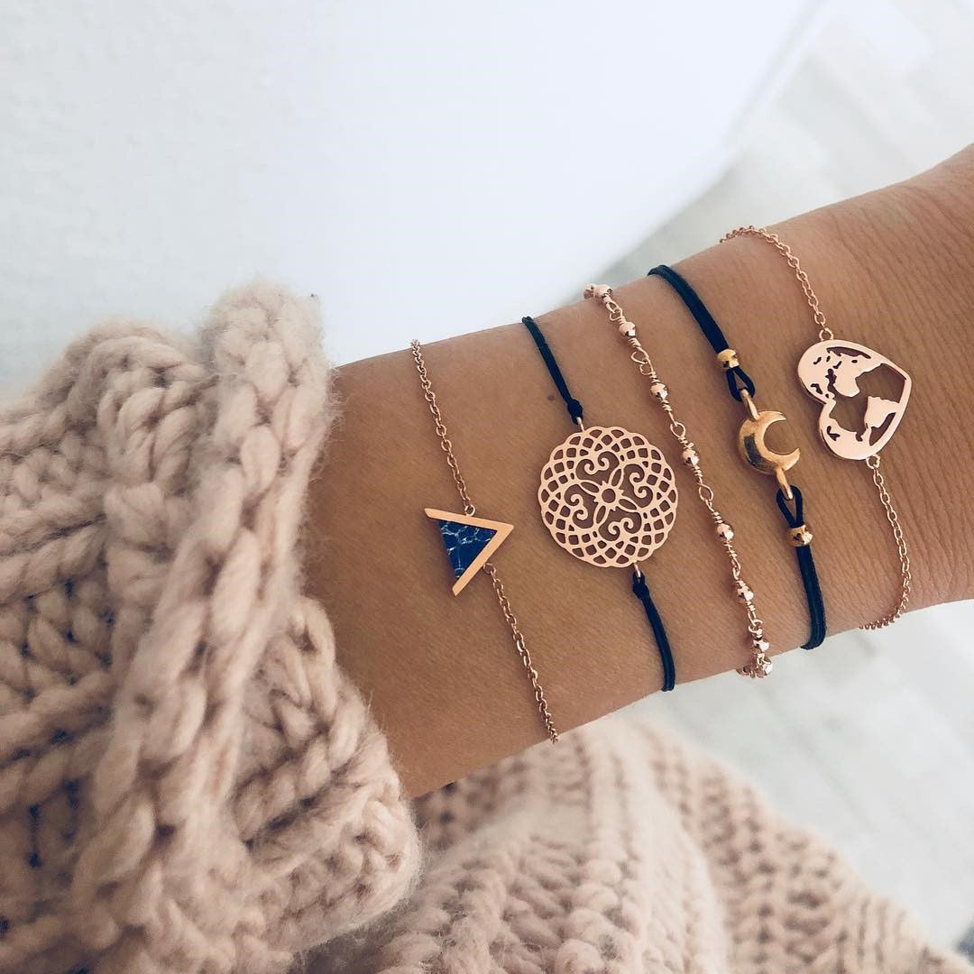 Bohemian Bracelets & Bangles Set Vintage Bead Boho Charm Bracelet