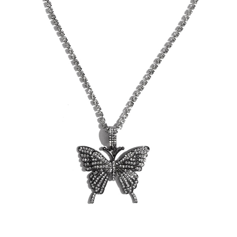 【Folli Follie】ネックレス butterfly Black Amazon.com: Dainty Pave Butterfly Necklace for Women Black