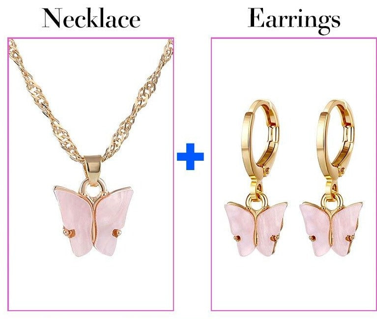Fashion Crystal Jewelry Set Zircon Necklace Earrings Set