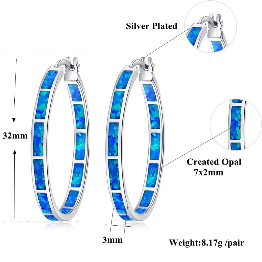 Fire Opal Stone Hoop Woman Earrings