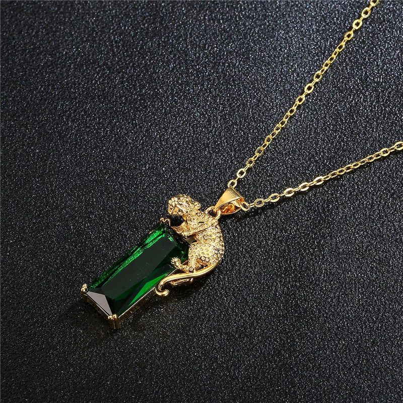14K Gold Color Emerald Necklaces