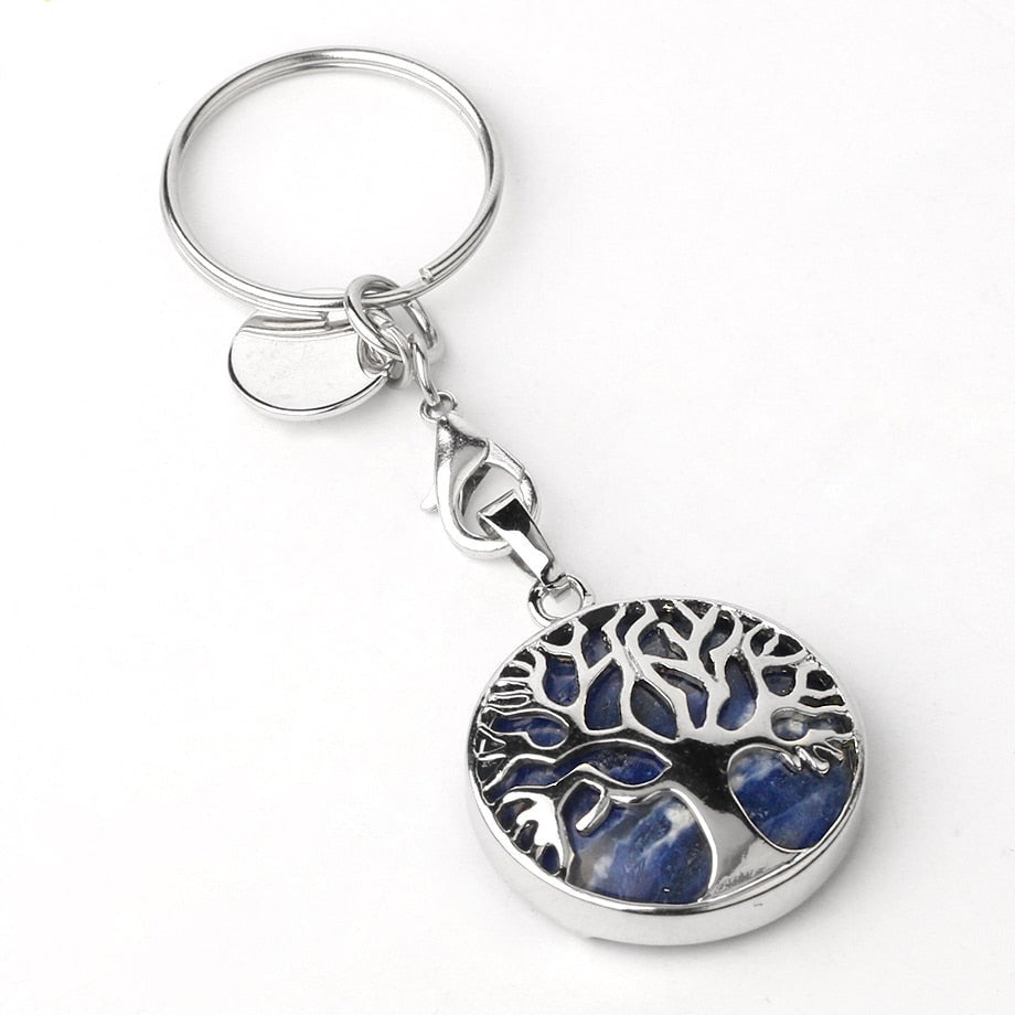 Luxury Crystal Stone Tree of Life Keychain