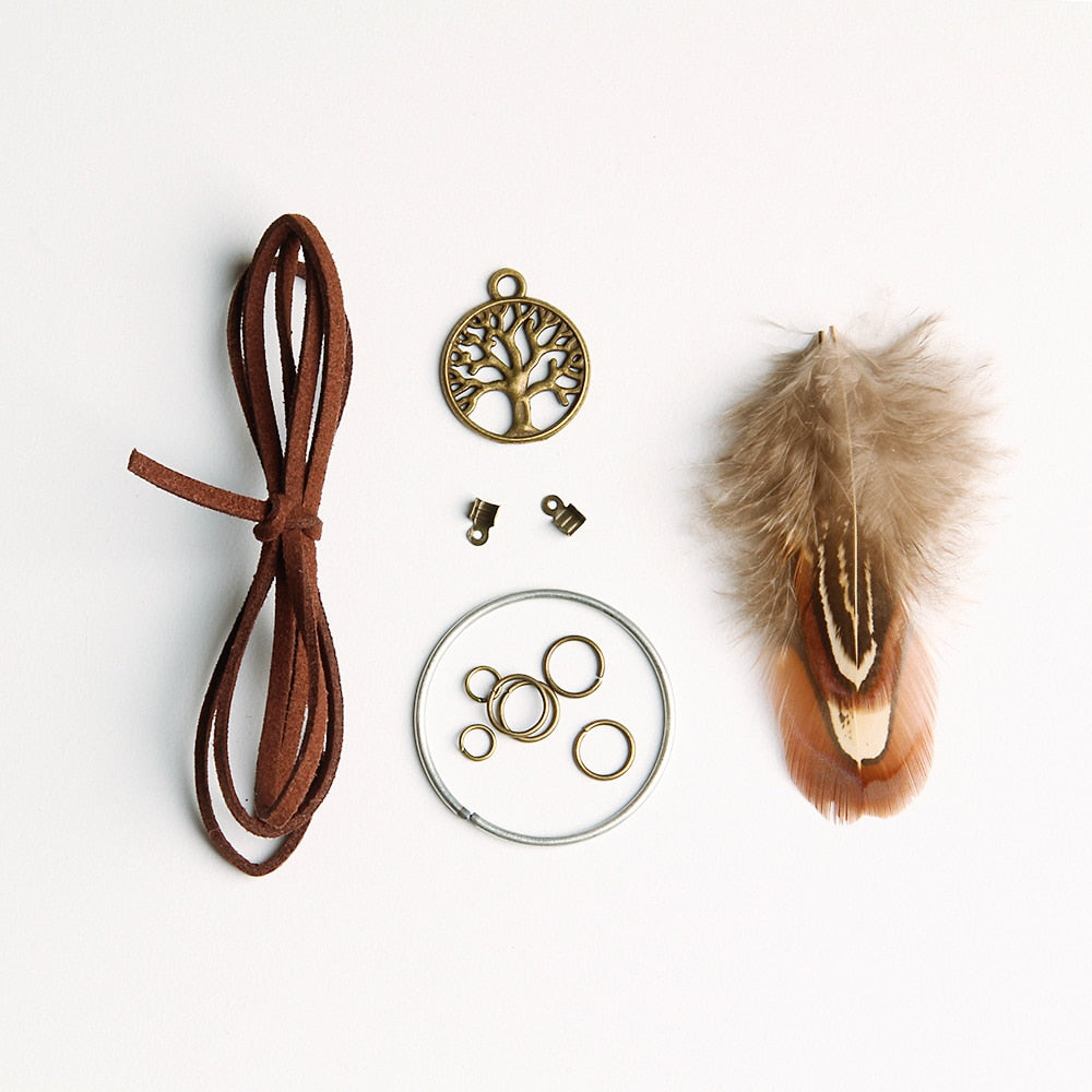 Tree Of Life Mini Dreamcatcher Handmade Dream Catcher Net With Feather Decoration
