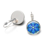 Blue Mandala Print Art Earring