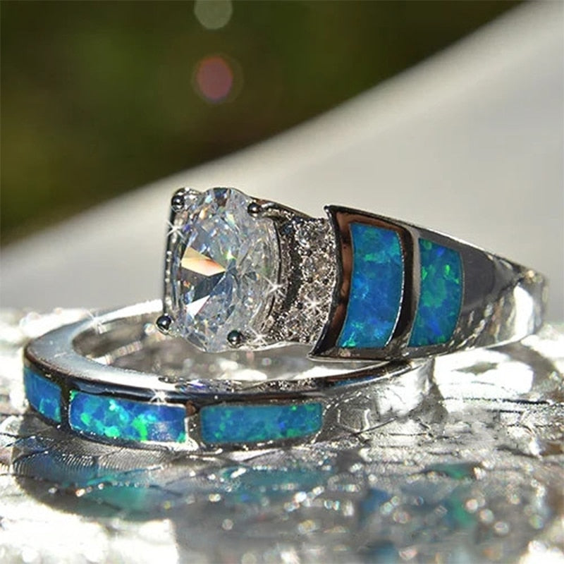 Oval CZ Ring Sets for Women