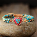 Heart Charm String Braided Macrame Bracelets