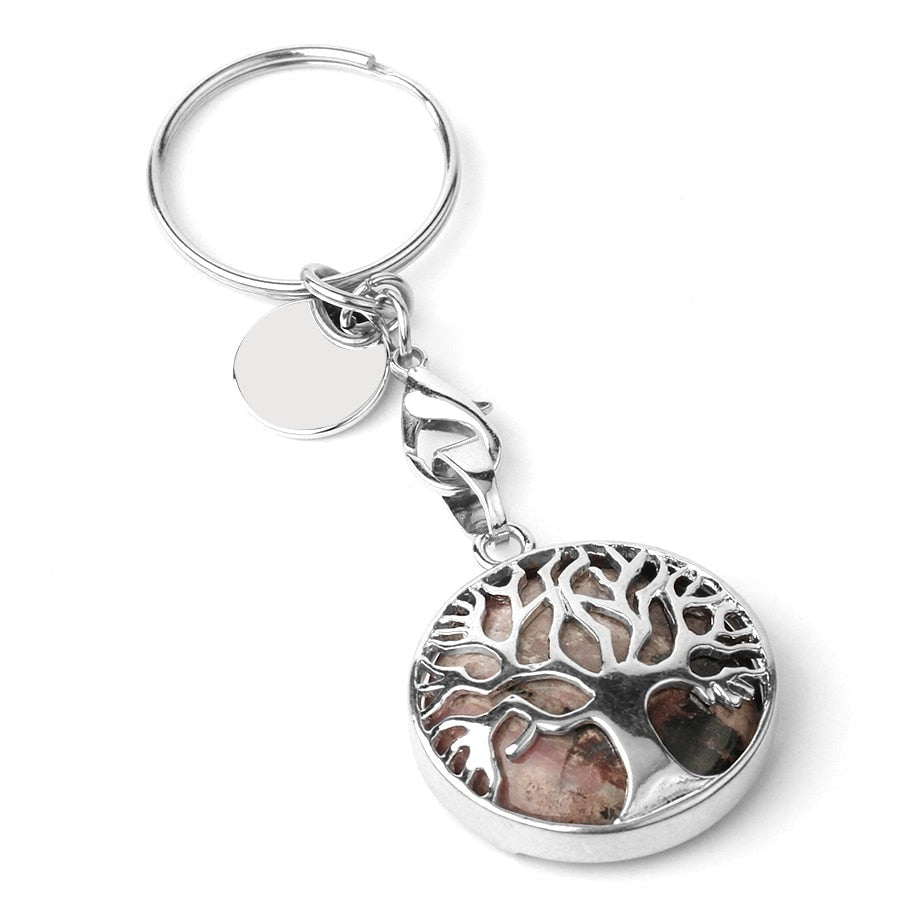 Luxury Crystal Stone Tree of Life Keychain