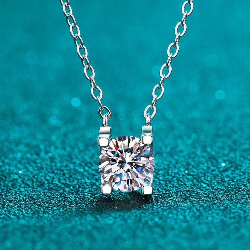 Rose Gold Brilliant Cut D Color Cow Head Necklace