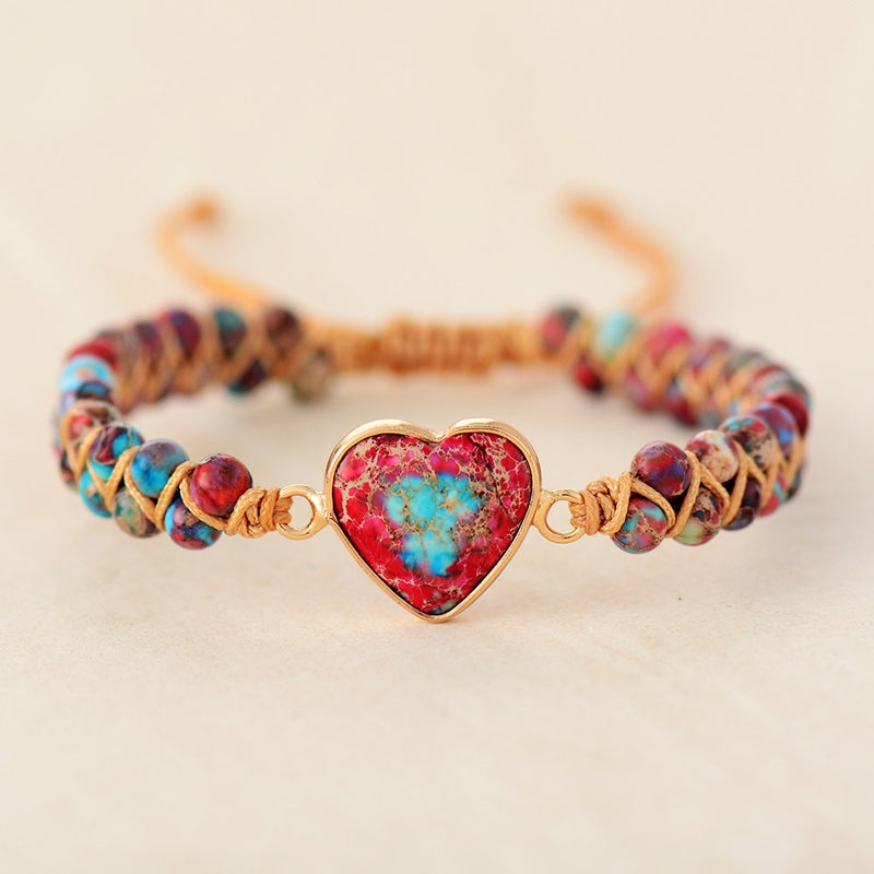 Heart Charm String Braided Macrame Bracelets