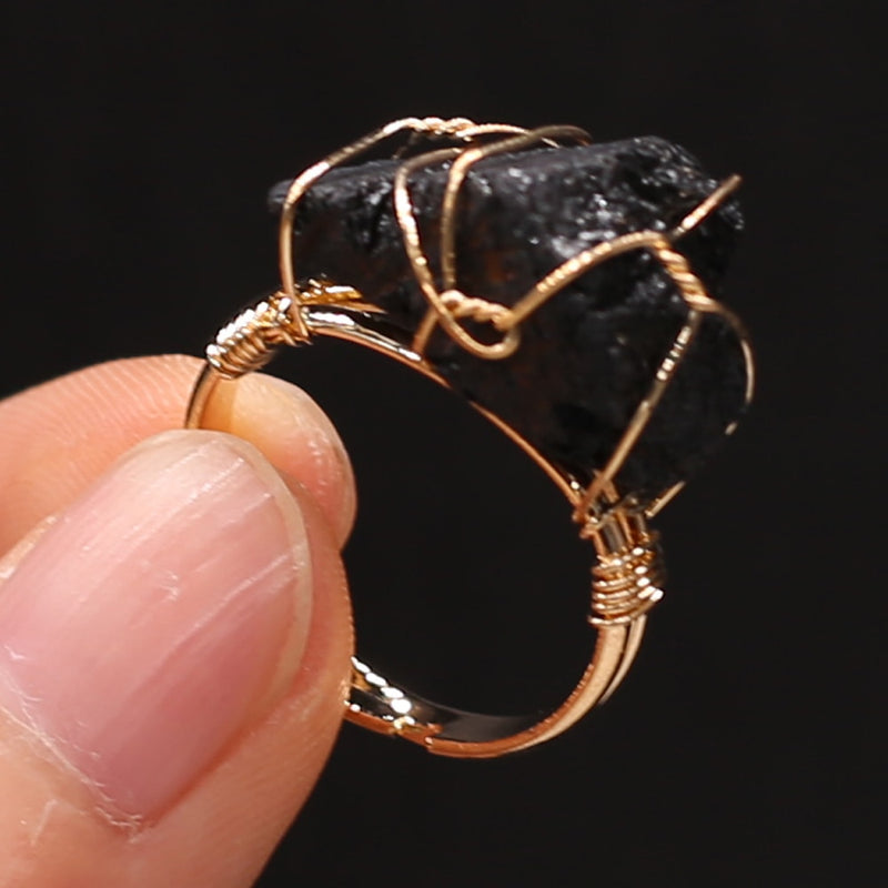 Wire Wrap Amethysts Quartzs Finger Ring