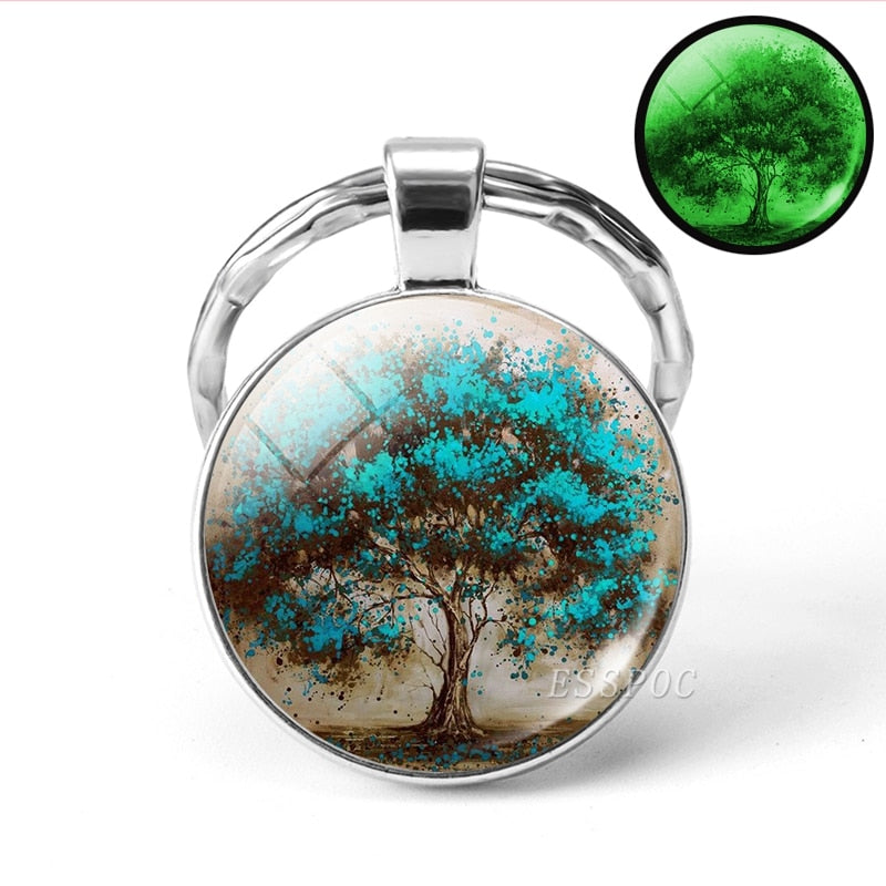 Glow In The Dark Tree Art KeyChain