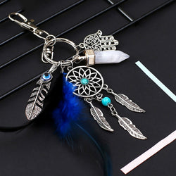 Small Handmade Feather Dream Catcher Keyring Keychain