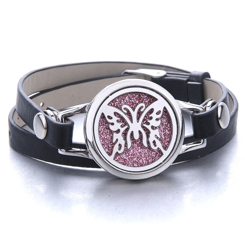 Oil Diffuser Locket Leather Bracelet