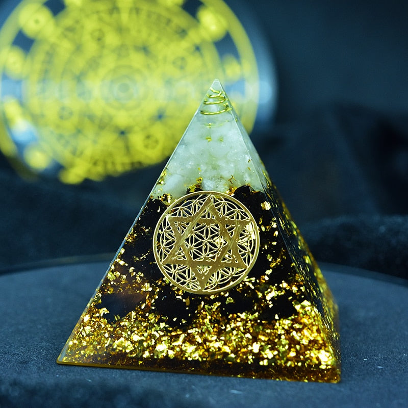 Ajna Chakra Raziel Natural White Crystal Resin Pyramid