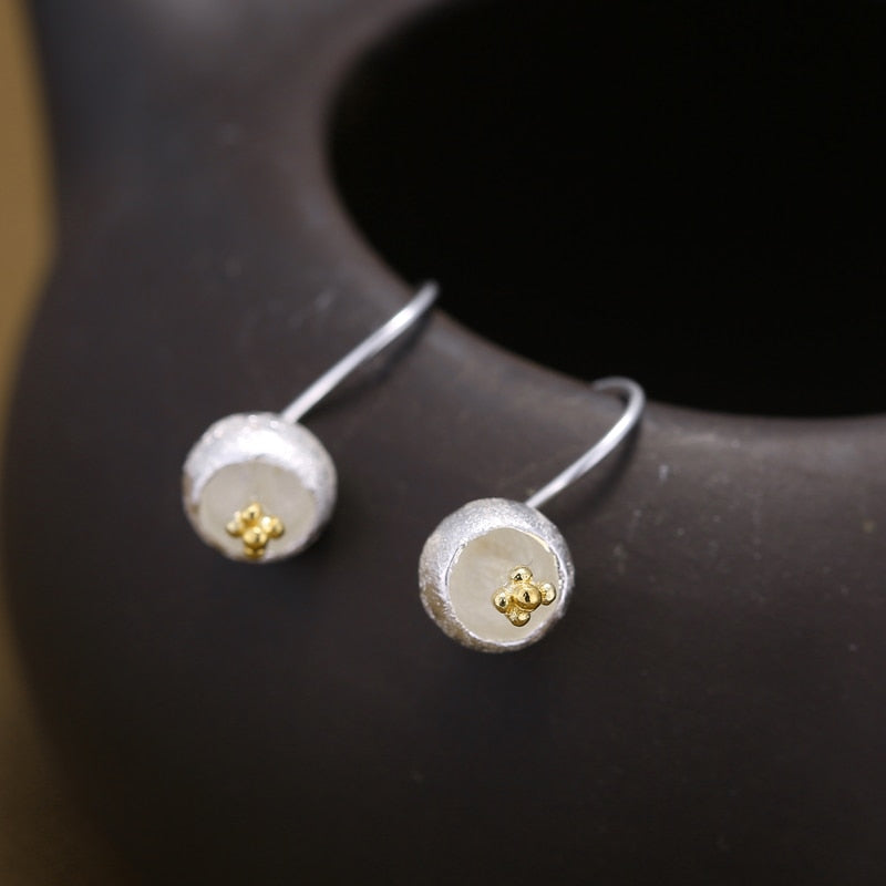 925 sterling silver Long Flower Earrings
