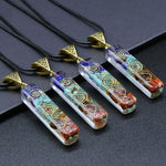 Orgonite Hex Chakra Crushed Stone Meditation Reiki Pendant Necklace