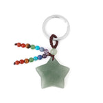 Natural Stone 7 Chakra Keychain Healing Moon Star
